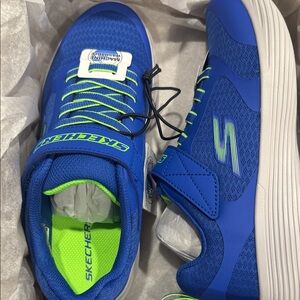Skechers Kids Blue and Neon Green Sneakers